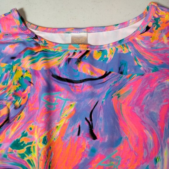 Lisa Blue Call Of The Whale Dress AUS UK 14 US 10 Beach Ruffle Psychedelic Swirl - Picture 10 of 16